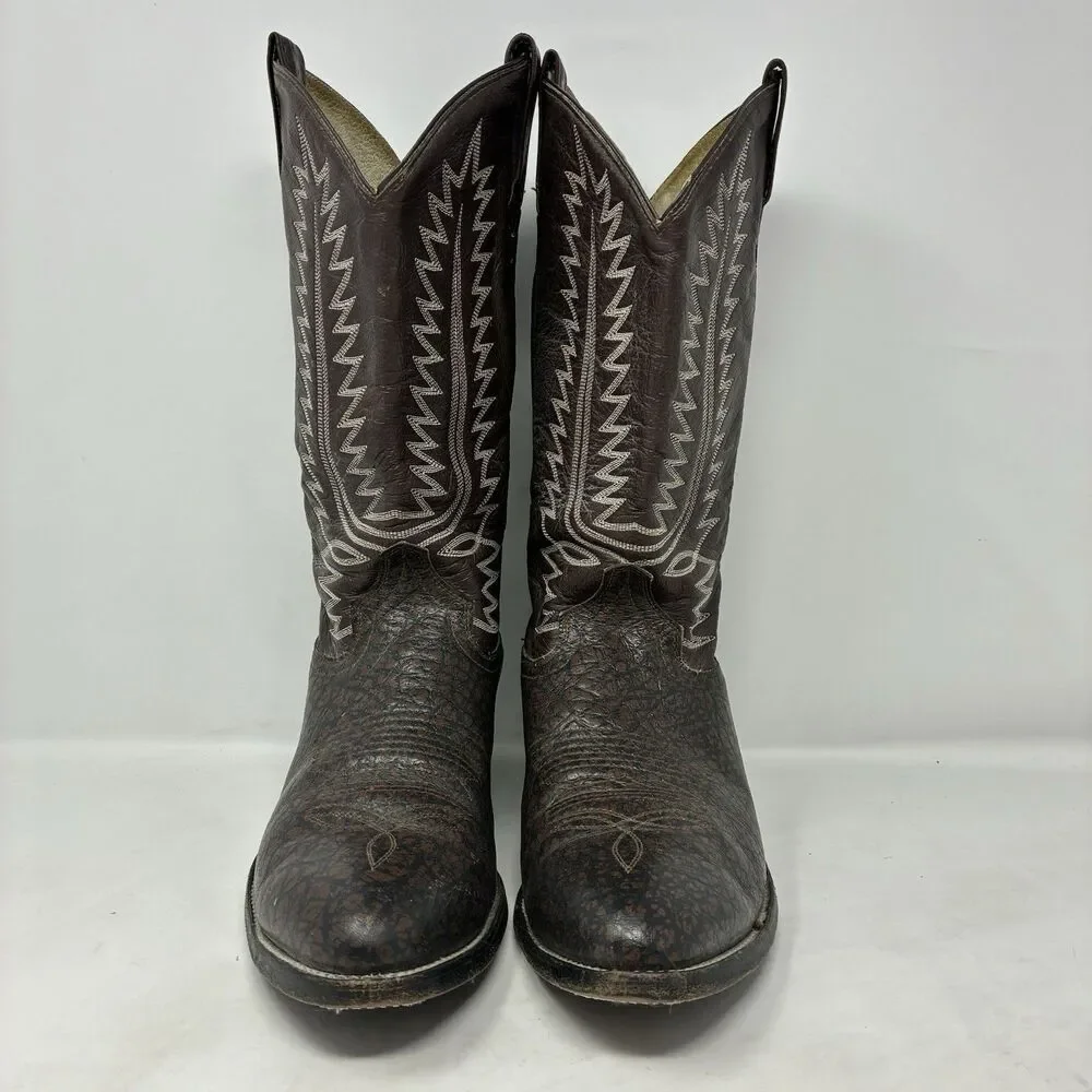 Cowtown Vintage Exotic Men's Cowboy Boots Size 10D Caribou Western Brown Mexico